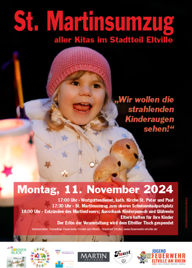 Plakat Martinsumzug mit Symbolbild von einem Mädchen mit Laterne