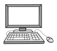 Grafik Computerbildschirm mit Maus und Tastatur